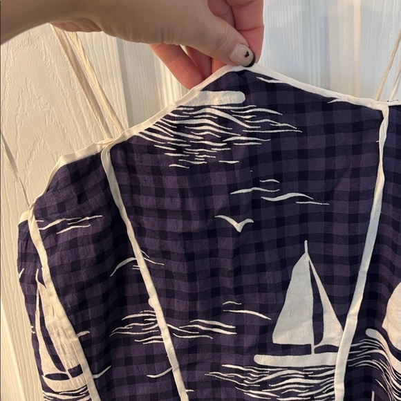 NWT Anthropologie Celadine Scallop Piped Mini Dress in Blue Motif, size XL - Picture 6 of 13